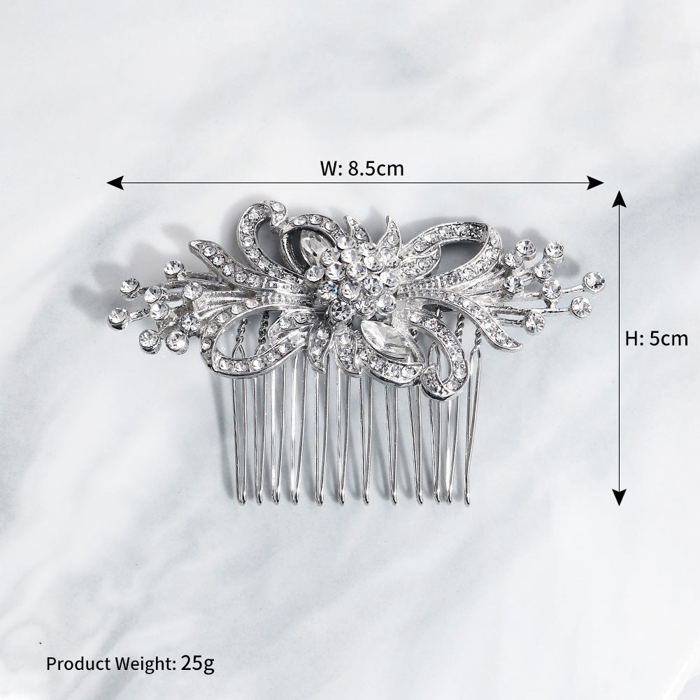 European and American Classic Bridal Hair Accessories Alloy Rhinestone Insert Comb High-end Wedding Banquet Hair Styling Accessories Retro Hair Comb for Women