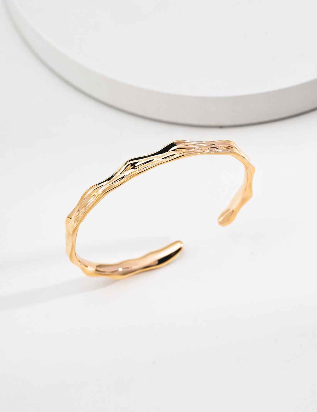 925 Sterling Silver Wave Bangle - Minimalist Versatile Bracelet Retro gold Sterling silver bracelet