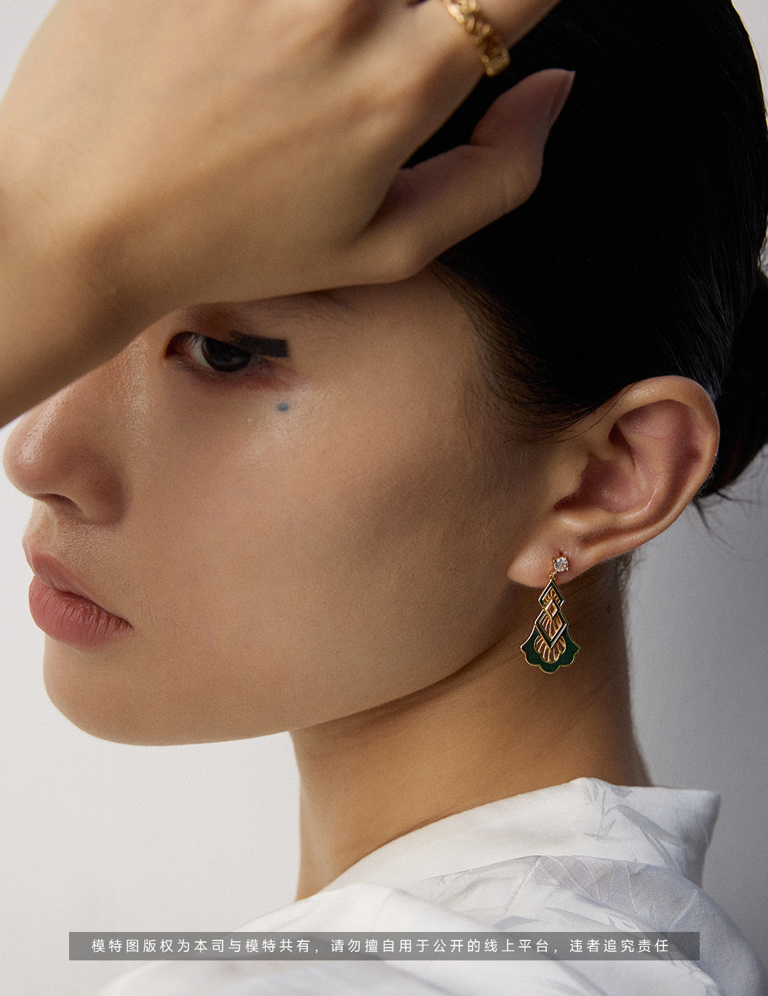 S925 Silver Vintage Enamel & Cubic Zirconia Drop Earrings