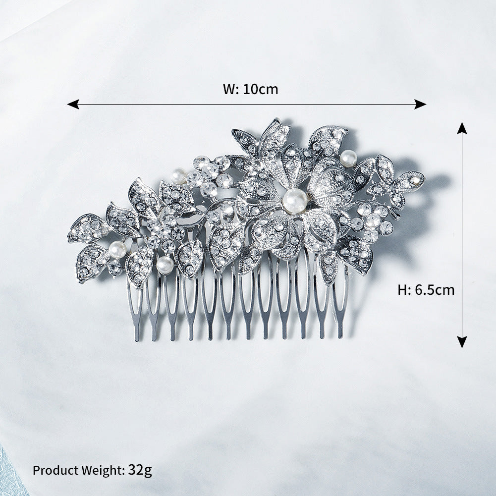 European and American Classic Bridal Hair Accessories Alloy Rhinestone Insert Comb High-end Wedding Banquet Hair Styling Accessories Retro Hair Comb for Women