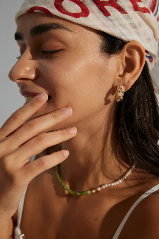 S925 Silver Vintage Shell Pearl Earrings