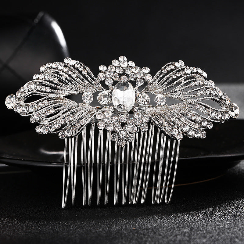 European and American Classic Bridal Hair Accessories Alloy Rhinestone Insert Comb High-end Wedding Banquet Hair Styling Accessories Retro Hair Comb for Women