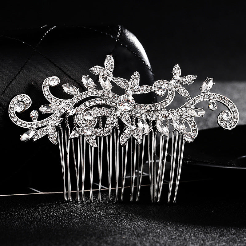 European and American Classic Bridal Hair Accessories Alloy Rhinestone Insert Comb High-end Wedding Banquet Hair Styling Accessories Retro Hair Comb for Women