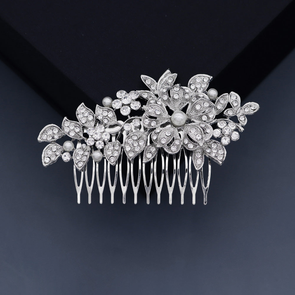European and American Classic Bridal Hair Accessories Alloy Rhinestone Insert Comb High-end Wedding Banquet Hair Styling Accessories Retro Hair Comb for Women