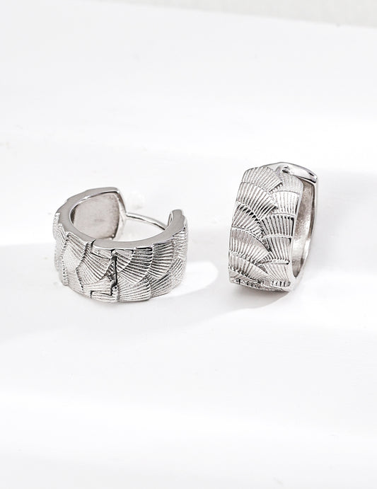 S925 Silver Vintage Engraved Stud Earrings White gold