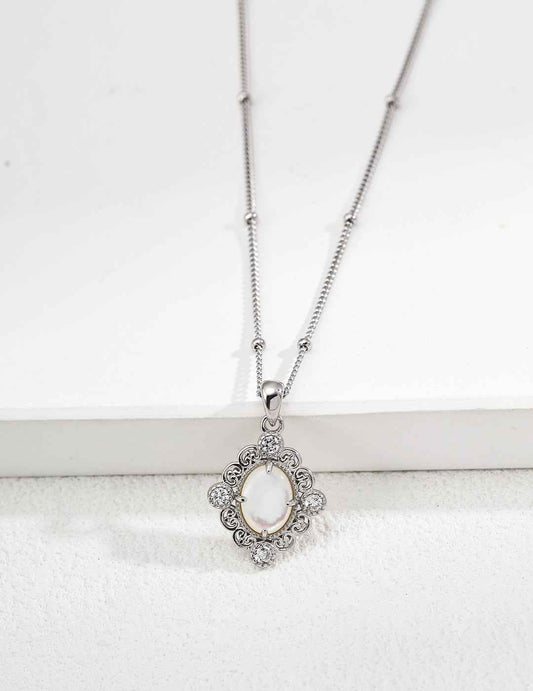 925 Silver Palace Style Amethyst Necklace White gold