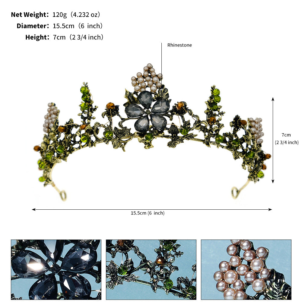 LIUVELLE Forest Style Pearl Bridal Crown – Elegant Wedding Hair Accessory