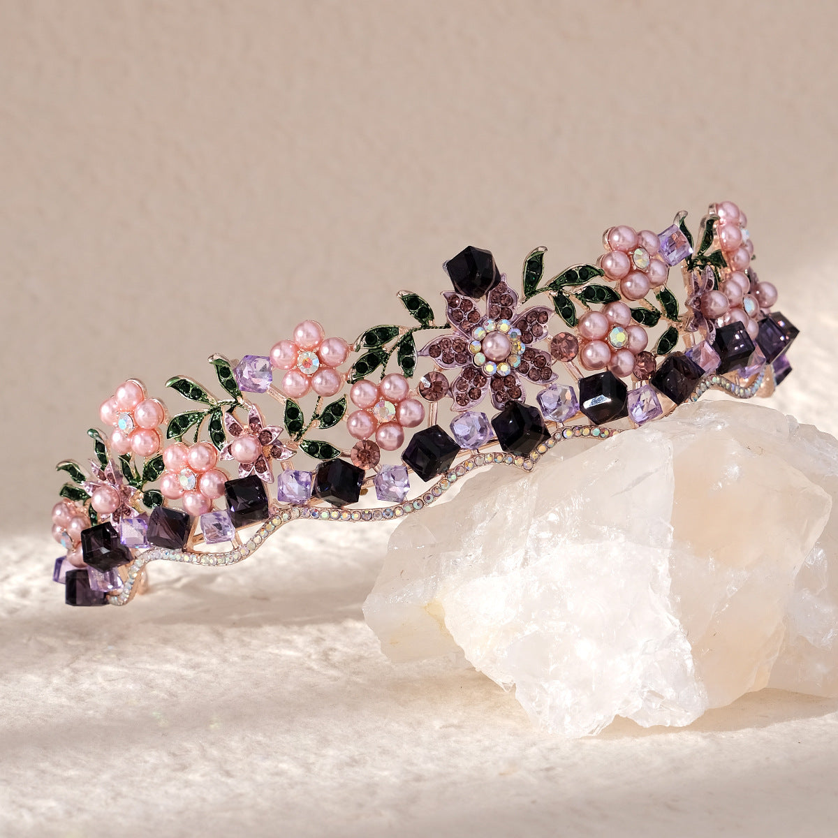 LIUVELLE Forest Style Pearl Bridal Crown – Elegant Wedding Hair Accessory