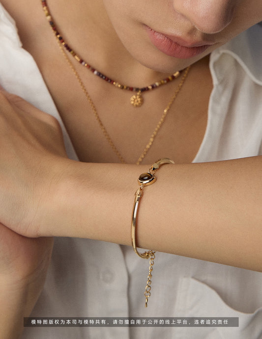 Natural Tiger Eye & Lapis Lazuli Bracelet - 925 Silver