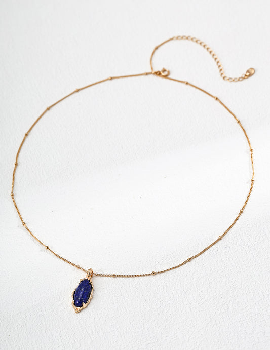 S925 Silver Vintage Natural Lapis Lazuli Necklace