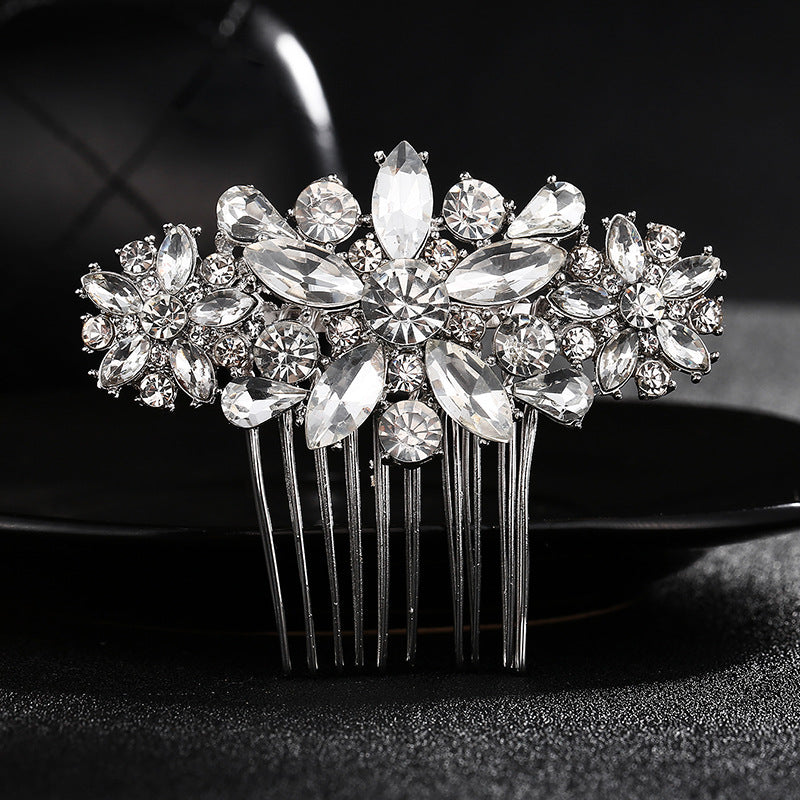 European and American Classic Bridal Hair Accessories Alloy Rhinestone Insert Comb High-end Wedding Banquet Hair Styling Accessories Retro Hair Comb for Women