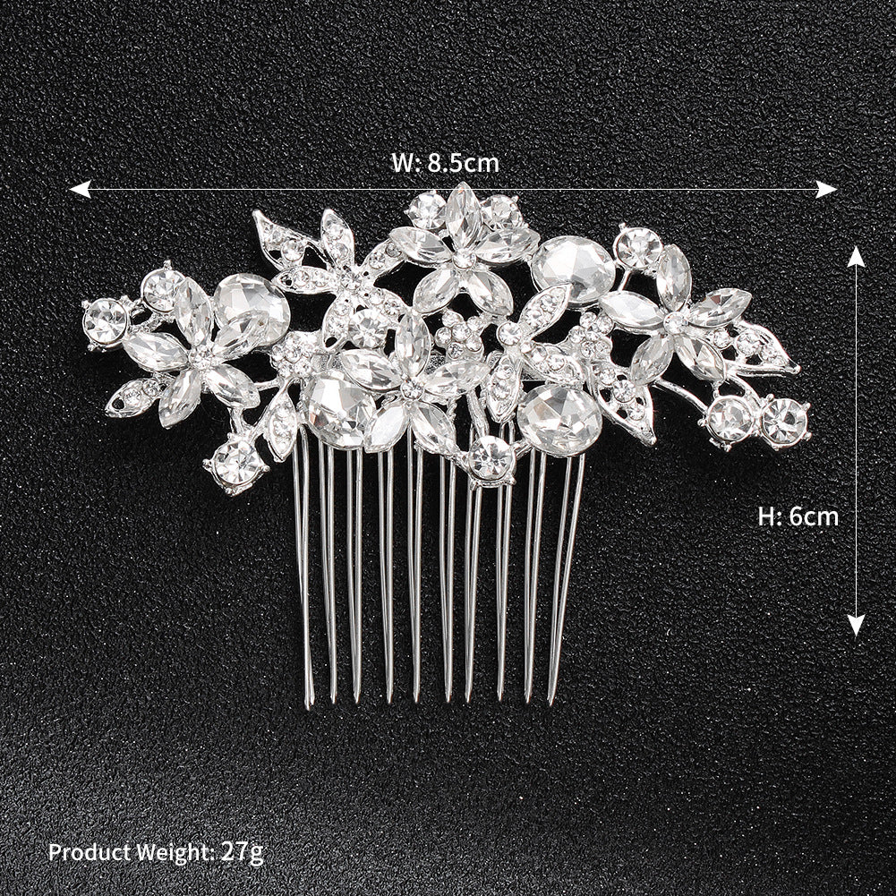 European and American Classic Bridal Hair Accessories Alloy Rhinestone Insert Comb High-end Wedding Banquet Hair Styling Accessories Retro Hair Comb for Women