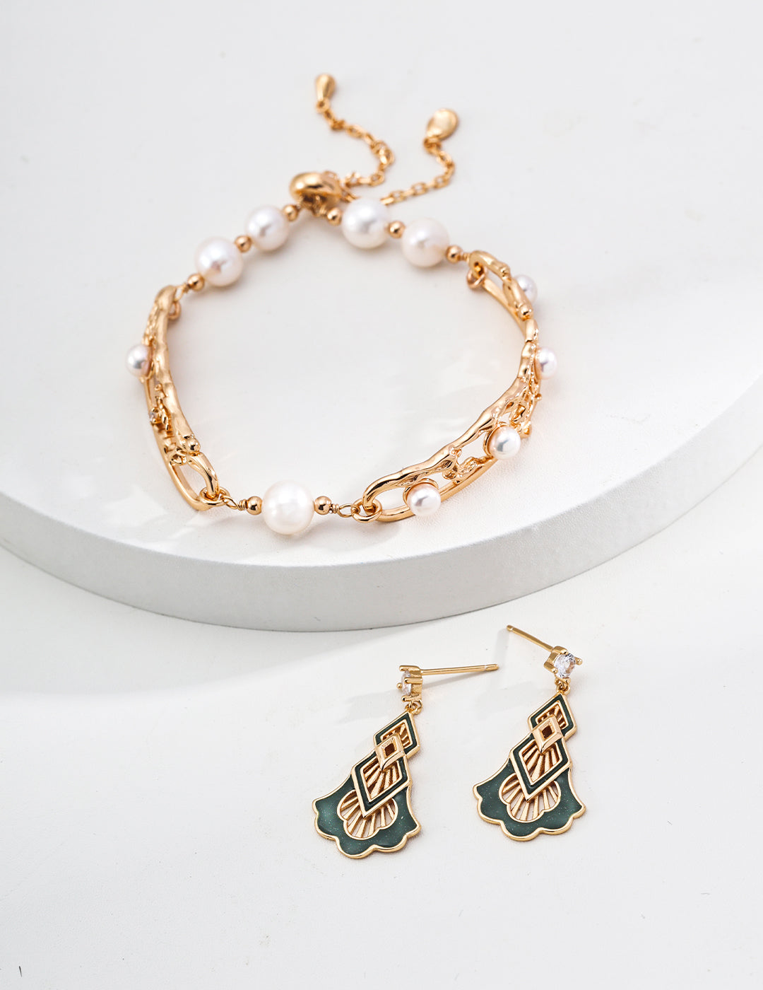 S925 Silver Vintage Enamel & Cubic Zirconia Drop Earrings