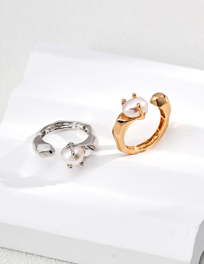 S925 Silver Minimalist Natural Pearl Ring
