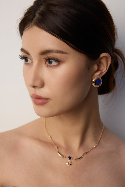 S925 Silver Lapis Lazuli Zirconia Necklace