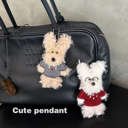 LIUVELLE Scrawled Curly Dog Plush Keychain