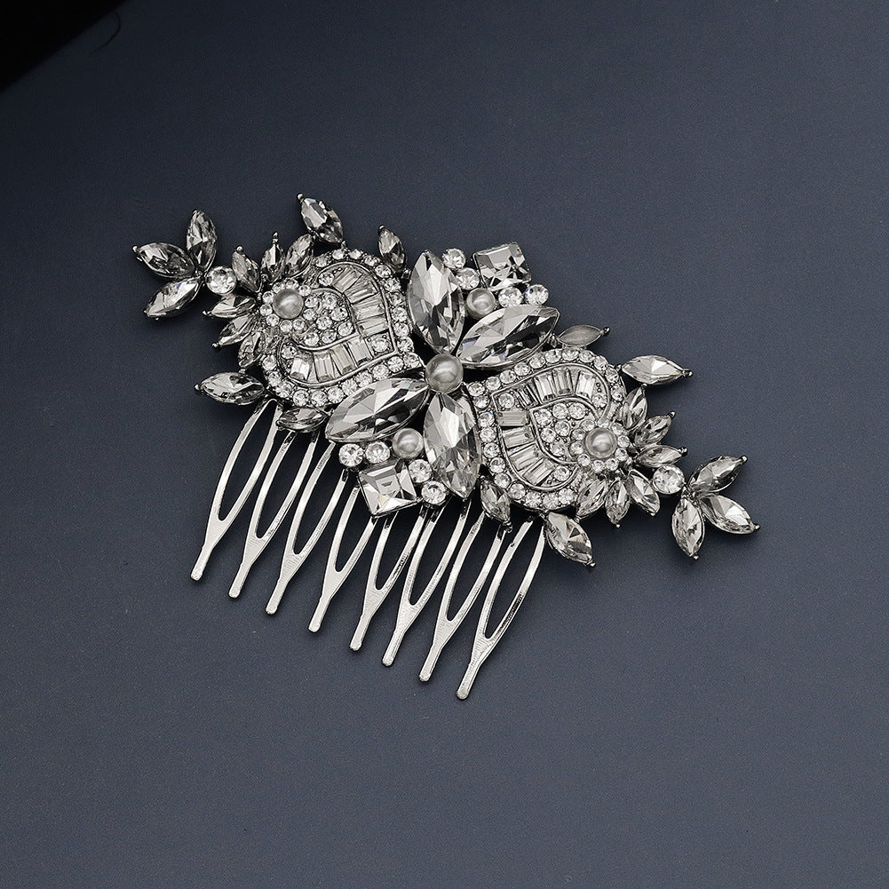 European and American Classic Bridal Hair Accessories Alloy Rhinestone Insert Comb High-end Wedding Banquet Hair Styling Accessories Retro Hair Comb for Women