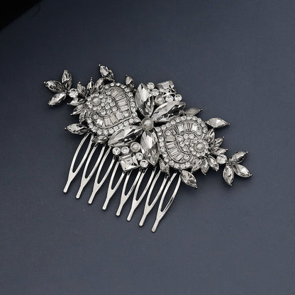 European and American Classic Bridal Hair Accessories Alloy Rhinestone Insert Comb High-end Wedding Banquet Hair Styling Accessories Retro Hair Comb for Women