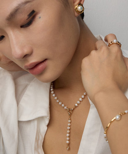 S925 Silver Natural Pearl Necklace - Adjustable