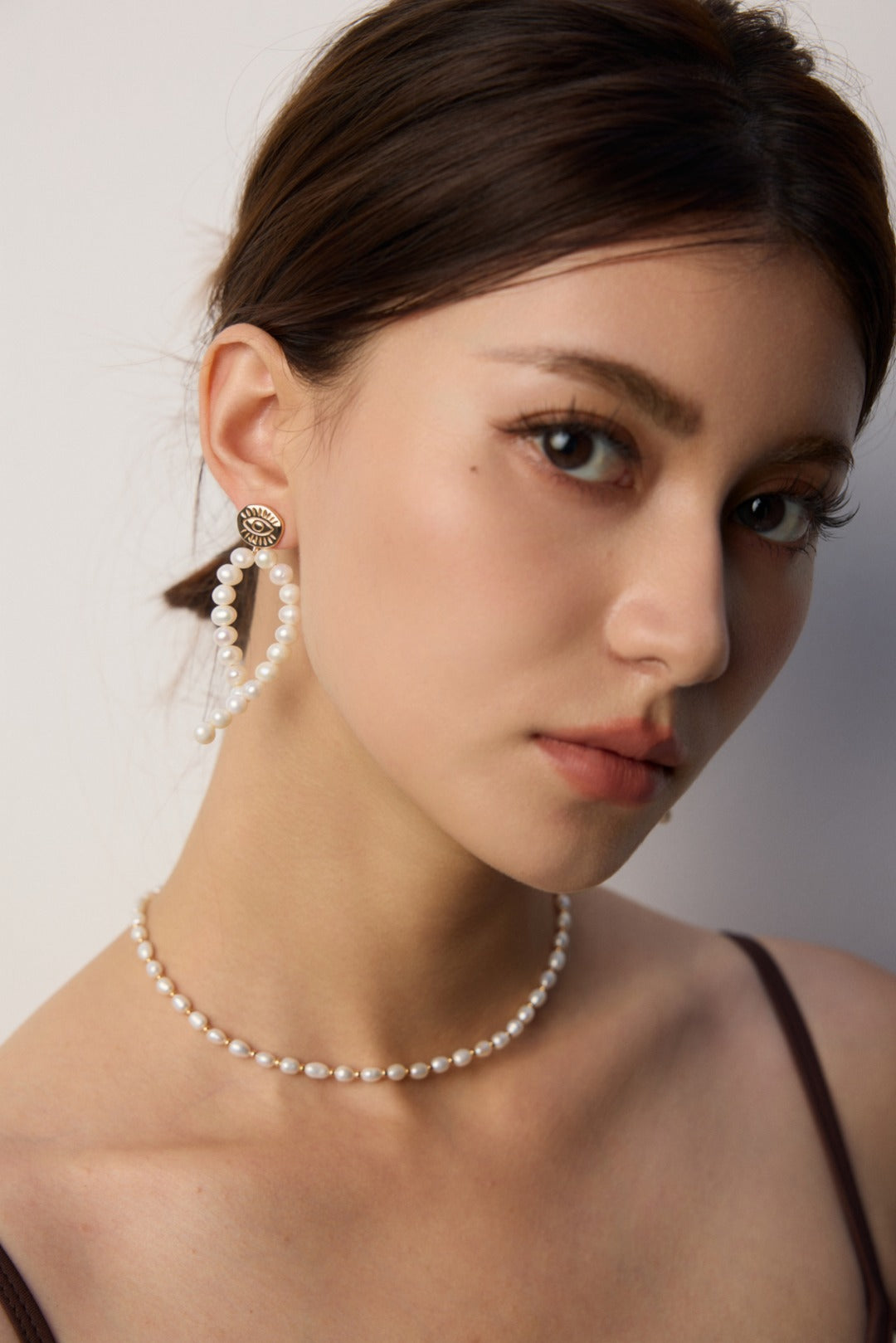 S925 Silver Vintage Gold Natural Pearl Earrings (Pair)