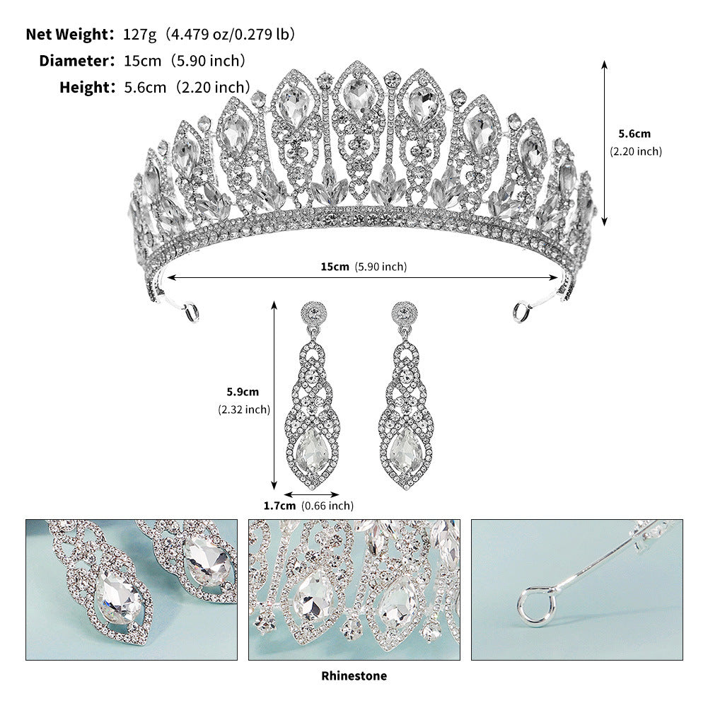 LIUVELLE Bridal Two-Piece Set – Teardrop Diamond Earrings with Crown