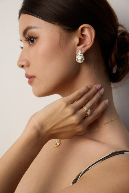 S925 Silver Vintage Mother of Pearl Ring