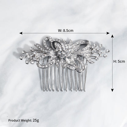 European and American Classic Bridal Hair Accessories Alloy Rhinestone Insert Comb High-end Wedding Banquet Hair Styling Accessories Retro Hair Comb for Women