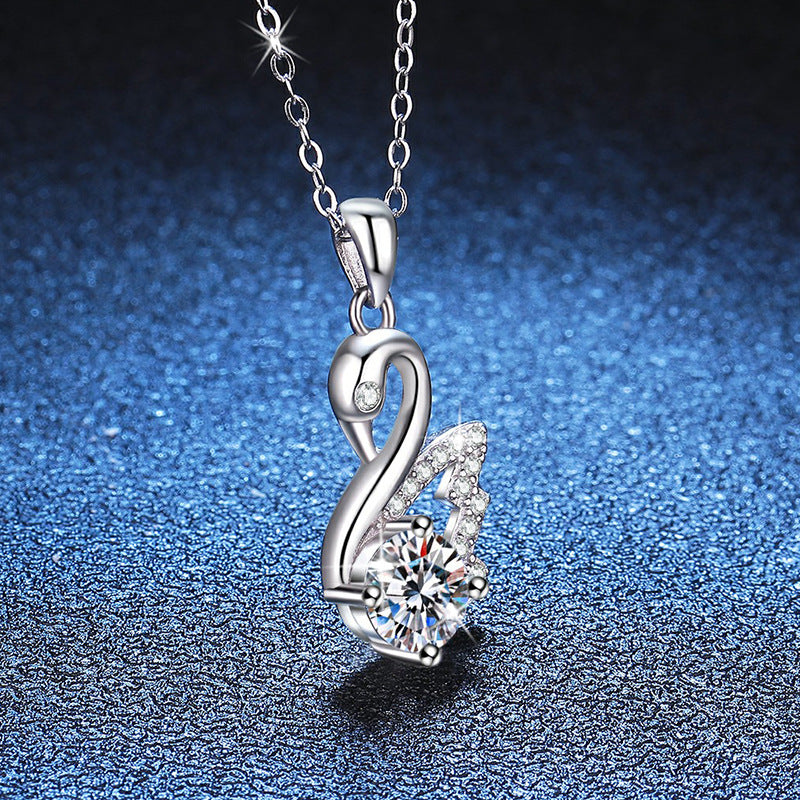 Liuvelle Swan Necklace – Elegant 1 Carat Diamond Swan Pendant, Luxury Fine Jewelry Gift for Women