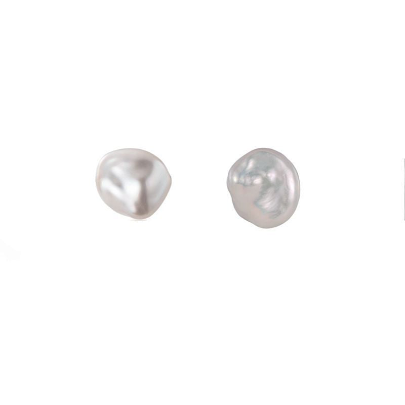 Liuvelle Irregular Baroque Pearl Stud Earrings – 925 Silver Minimalist Style