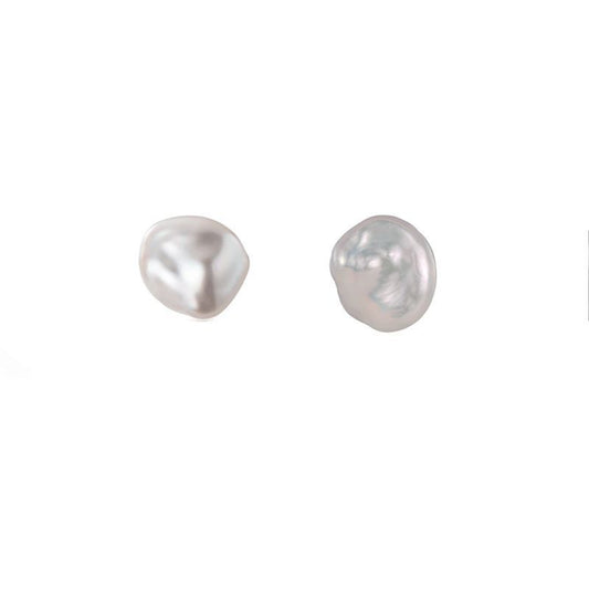 Liuvelle Irregular Baroque Pearl Stud Earrings – 925 Silver Minimalist Style