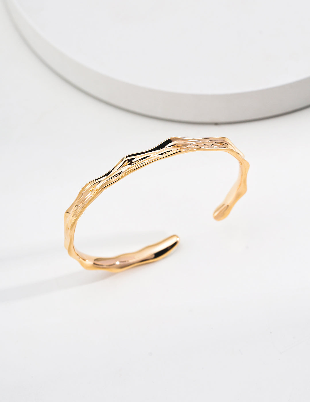 925 Sterling Silver Wave Bangle - Minimalist Versatile Bracelet Retro gold Sterling silver bracelet