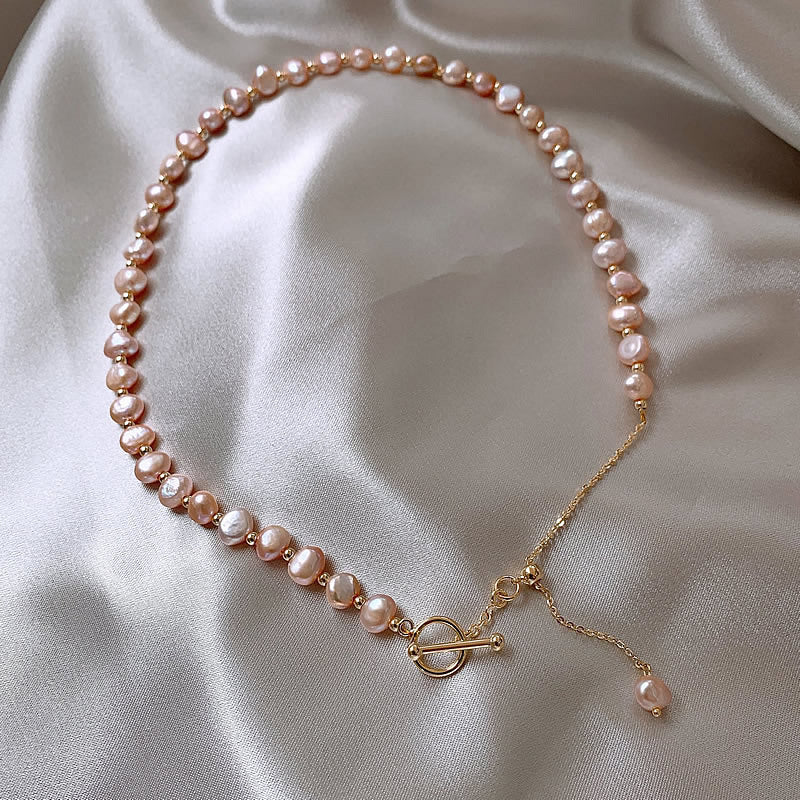 Liuvelle Pink Pearl Necklace – Elegant Luminous Natural Pearls