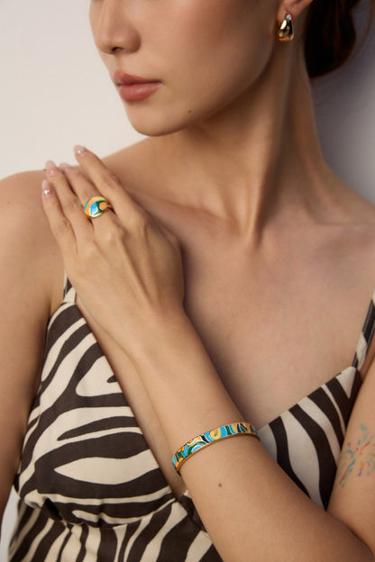 S925 Silver Enamel Bracelet (Adjustable)