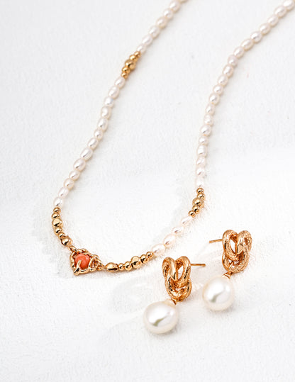 Liuvelle S925 Silver Vintage Natural Pearl Rhodochrosite Necklace