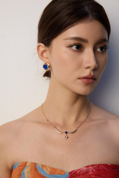 S925 Silver Lapis Lazuli Zirconia Necklace