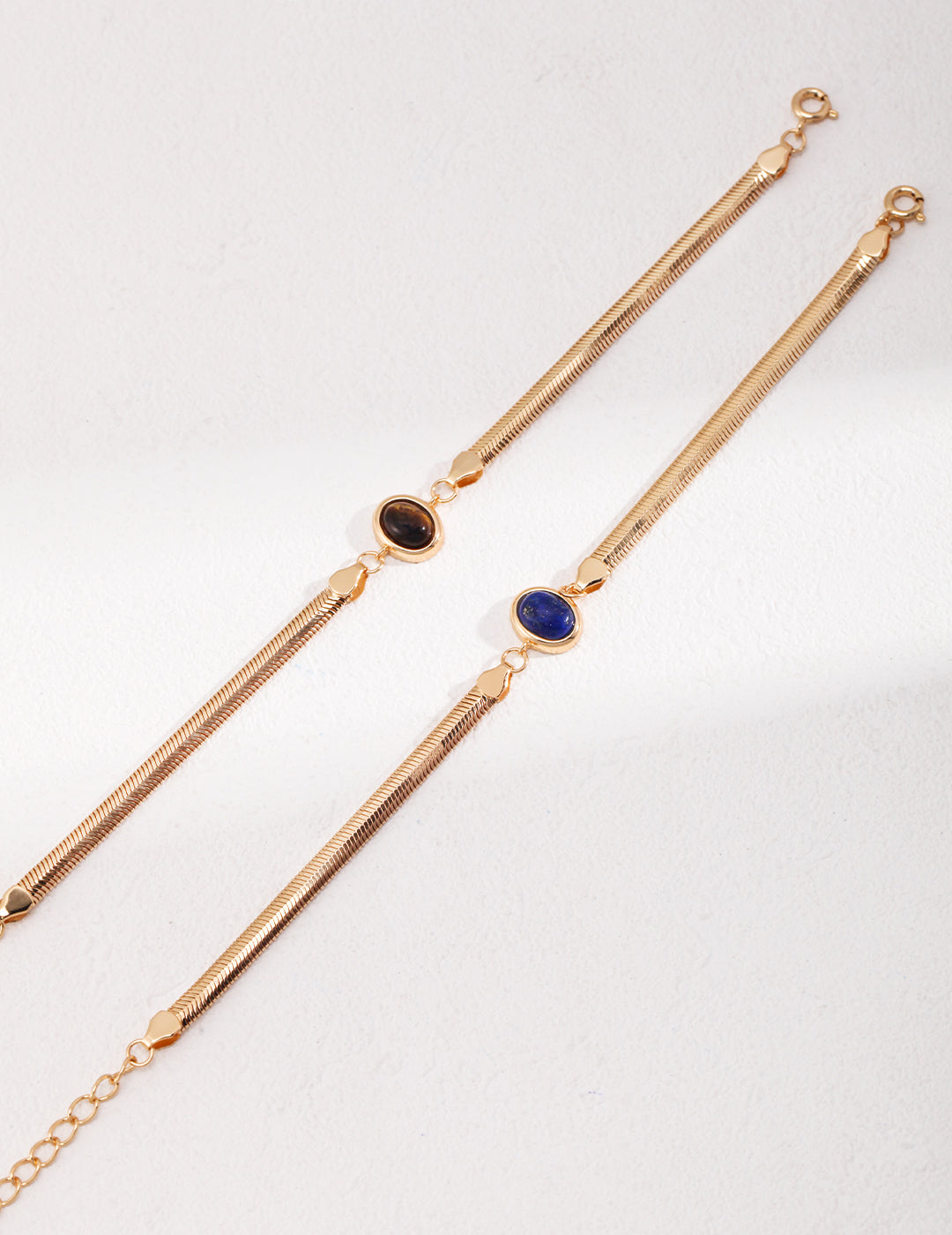 Natural Tiger Eye & Lapis Lazuli Bracelet - 925 Silver