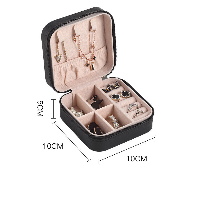 Liuvelle Travel Jewelry Box - Stylish Minimalist Organizer for Easy Storage Black 10*10*5cm