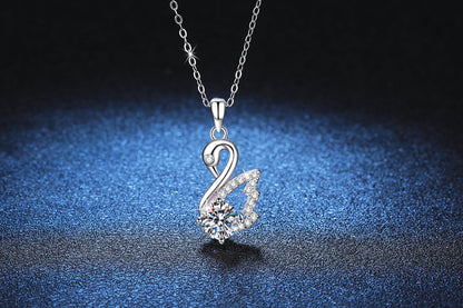 Liuvelle Swan Necklace – Elegant 1 Carat Diamond Swan Pendant, Luxury Fine Jewelry Gift for Women