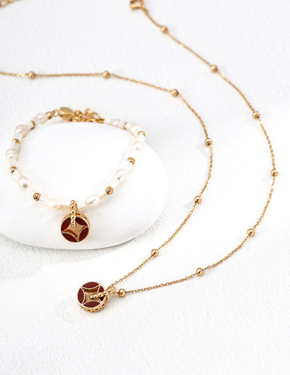 S925 Silver Enamel Coin Necklace