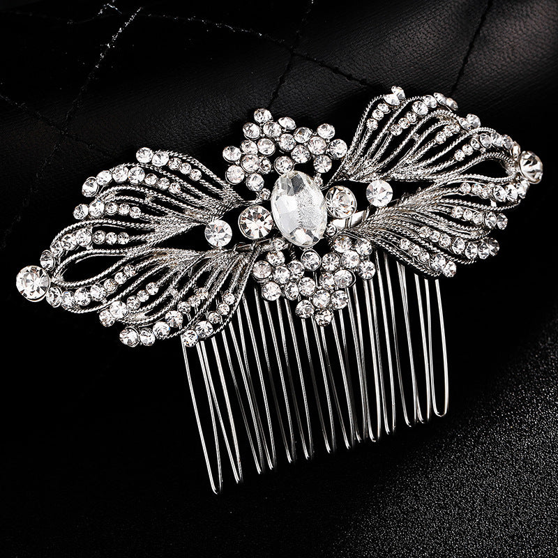 European and American Classic Bridal Hair Accessories Alloy Rhinestone Insert Comb High-end Wedding Banquet Hair Styling Accessories Retro Hair Comb for Women