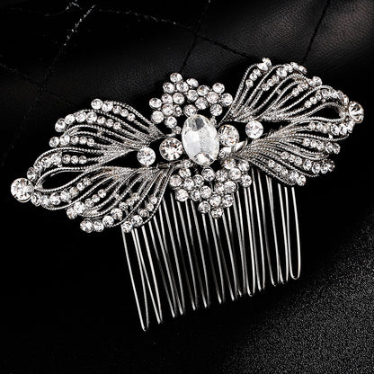 European and American Classic Bridal Hair Accessories Alloy Rhinestone Insert Comb High-end Wedding Banquet Hair Styling Accessories Retro Hair Comb for Women