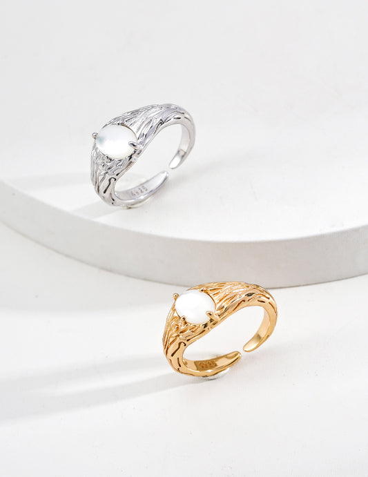 S925 Silver Vintage Mother of Pearl Ring