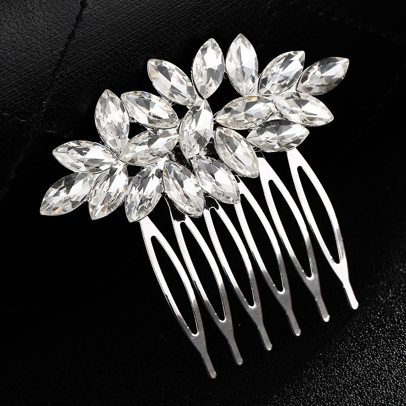 European and American Classic Bridal Hair Accessories Alloy Rhinestone Insert Comb High-end Wedding Banquet Hair Styling Accessories Retro Hair Comb for Women