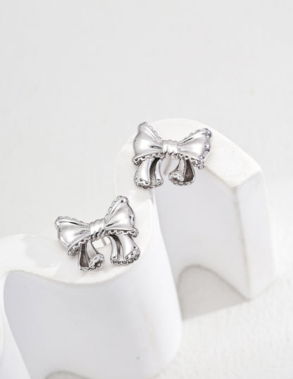 S925 Silver Vintage Butterfly Earrings White gold