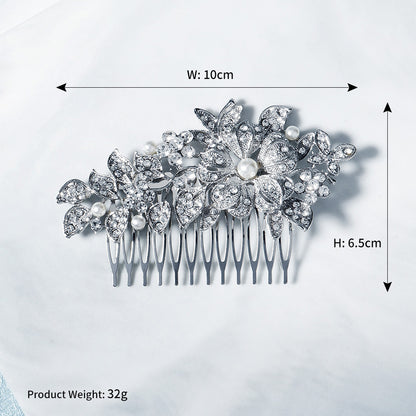 European and American Classic Bridal Hair Accessories Alloy Rhinestone Insert Comb High-end Wedding Banquet Hair Styling Accessories Retro Hair Comb for Women