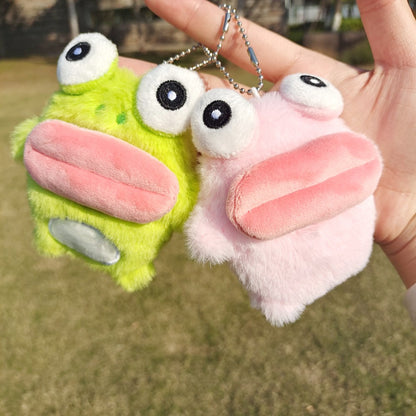 Cute Cartoon Frog Keychain - Big Eyes Sausage Mouth Frog Bag Charm Pendant Pink