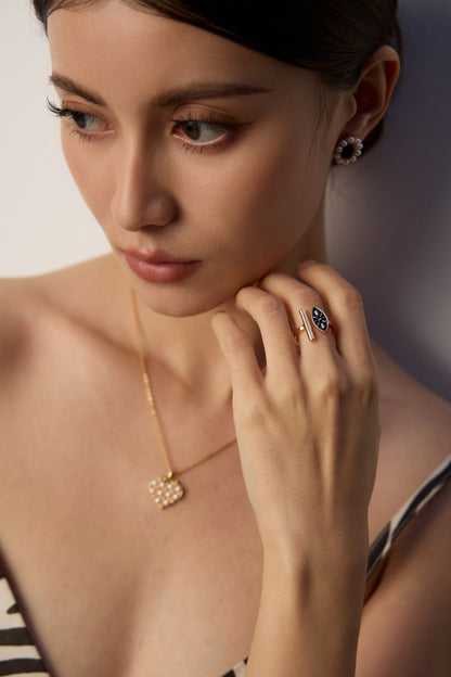 S925 Silver Enamel Ring - Designer Style