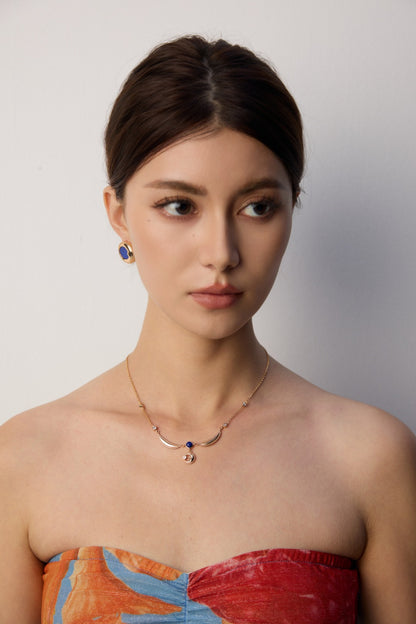 S925 Silver Lapis Lazuli Zirconia Necklace