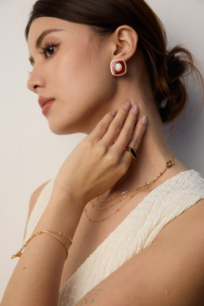 S925 Silver Enamel Shell Earrings - Minimalist Design