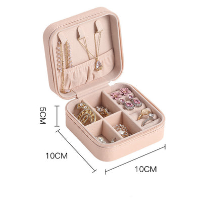 Liuvelle Travel Jewelry Box - Stylish Minimalist Organizer for Easy Storage Bare Pink 10*10*5cm